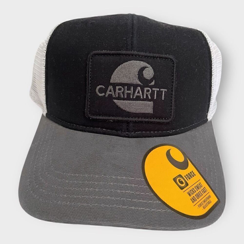 Carhartt 105692 Mesh-Back Logo Graphic Black White Cap Mens size One Size